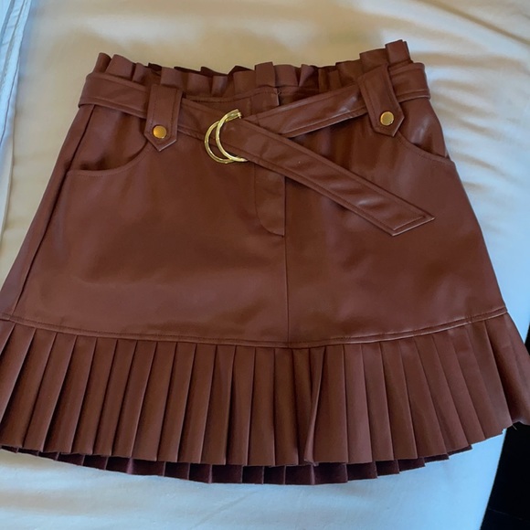 Zara Dresses & Skirts - Zara Leather Skirt ( Burgundy )